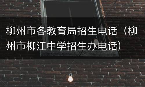 柳州市各教育局招生电话（柳州市柳江中学招生办电话）