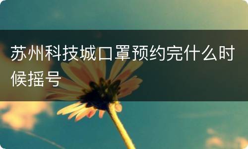 苏州科技城口罩预约完什么时候摇号