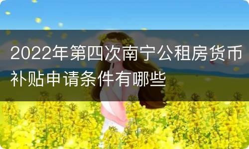 2022年第四次南宁公租房货币补贴申请条件有哪些