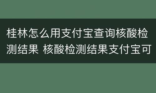 桂林怎么用支付宝查询核酸检测结果 核酸检测结果支付宝可以查询吗
