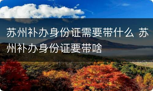 苏州补办身份证需要带什么 苏州补办身份证要带啥