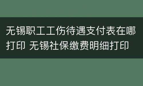 无锡职工工伤待遇支付表在哪打印 无锡社保缴费明细打印
