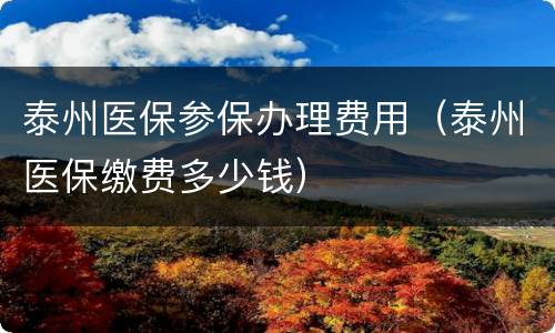 泰州医保参保办理费用（泰州医保缴费多少钱）