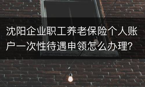 沈阳企业职工养老保险个人账户一次性待遇申领怎么办理？