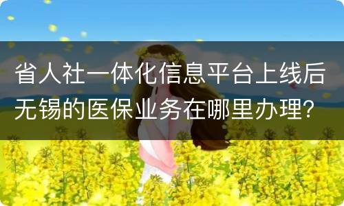 省人社一体化信息平台上线后无锡的医保业务在哪里办理？