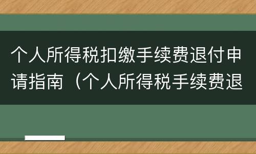 个人所得税扣缴手续费退付申请指南（个人所得税手续费退费申请）