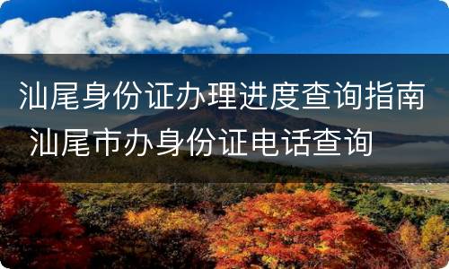 汕尾身份证办理进度查询指南 汕尾市办身份证电话查询
