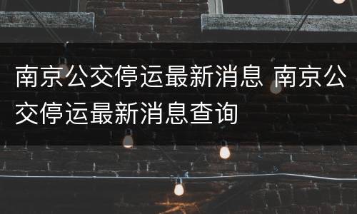 南京公交停运最新消息 南京公交停运最新消息查询
