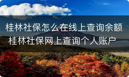 桂林社保怎么在线上查询余额 桂林社保网上查询个人账户