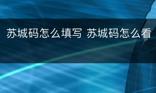 苏城码怎么填写 苏城码怎么看