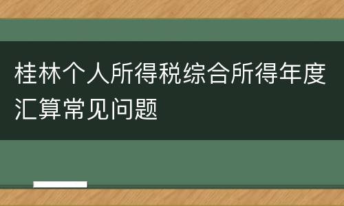 桂林个人所得税综合所得年度汇算常见问题