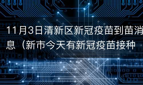 11月3日清新区新冠疫苗到苗消息（新市今天有新冠疫苗接种）