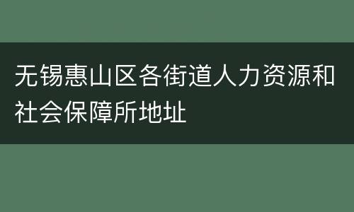 无锡惠山区各街道人力资源和社会保障所地址