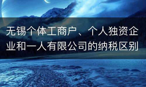 无锡个体工商户、个人独资企业和一人有限公司的纳税区别