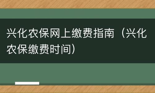 兴化农保网上缴费指南（兴化农保缴费时间）