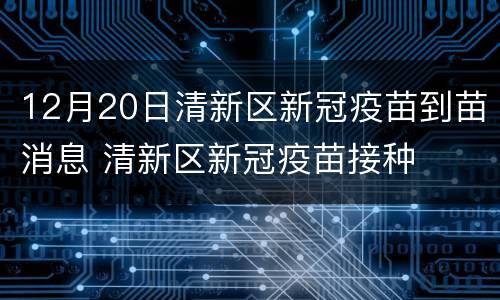 12月20日清新区新冠疫苗到苗消息 清新区新冠疫苗接种