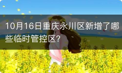 10月16日重庆永川区新增了哪些临时管控区？