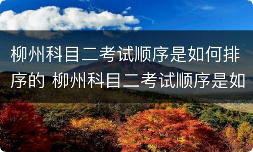 柳州科目二考试顺序是如何排序的 柳州科目二考试顺序是如何排序的呀