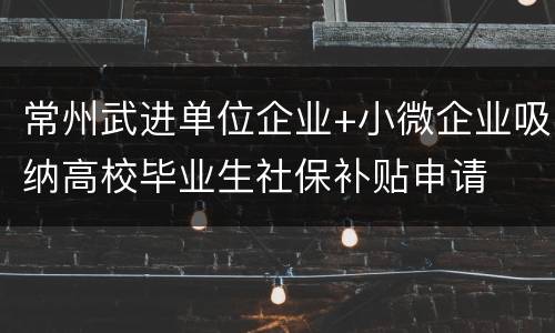常州武进单位企业+小微企业吸纳高校毕业生社保补贴申请