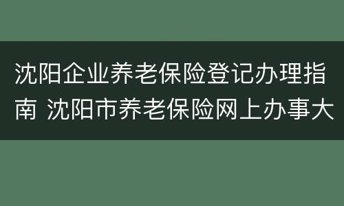 沈阳企业养老保险登记办理指南 沈阳市养老保险网上办事大厅