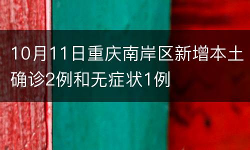 10月11日重庆南岸区新增本土确诊2例和无症状1例