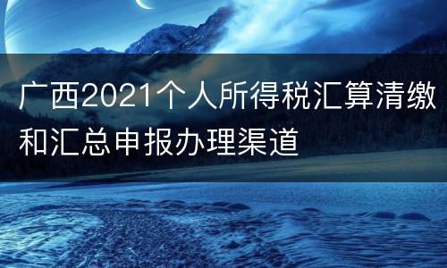 广西2021个人所得税汇算清缴和汇总申报办理渠道