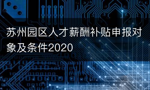 苏州园区人才薪酬补贴申报对象及条件2020