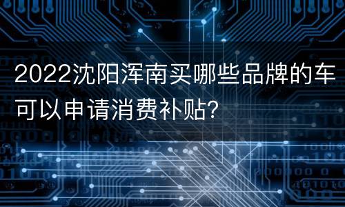 2022沈阳浑南买哪些品牌的车可以申请消费补贴？