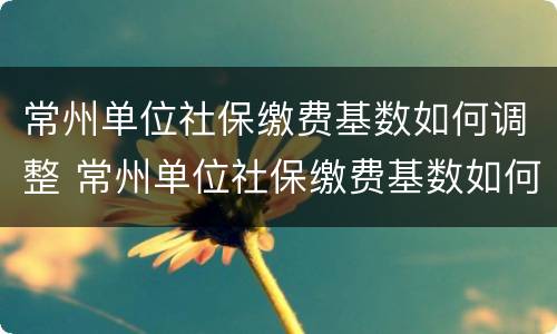 常州单位社保缴费基数如何调整 常州单位社保缴费基数如何调整最新