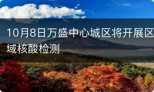 10月8日万盛中心城区将开展区域核酸检测