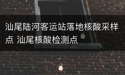 汕尾陆河客运站落地核酸采样点 汕尾核酸检测点