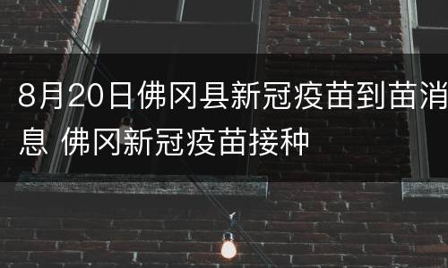 8月20日佛冈县新冠疫苗到苗消息 佛冈新冠疫苗接种