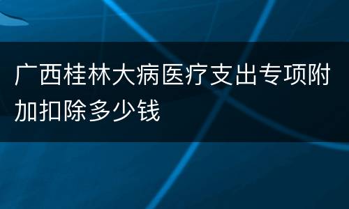 广西桂林大病医疗支出专项附加扣除多少钱