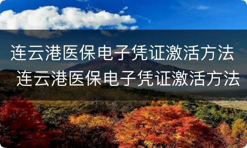 连云港医保电子凭证激活方法 连云港医保电子凭证激活方法是什么