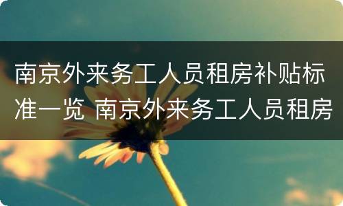 南京外来务工人员租房补贴标准一览 南京外来务工人员租房补贴标准一览表下载