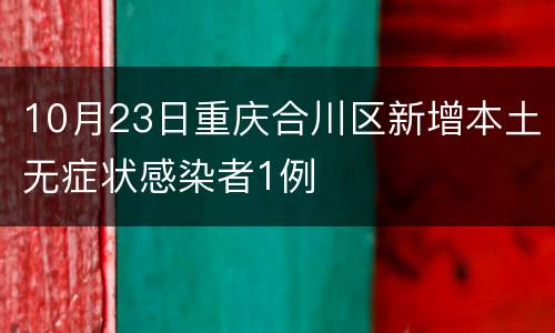 10月23日重庆合川区新增本土无症状感染者1例