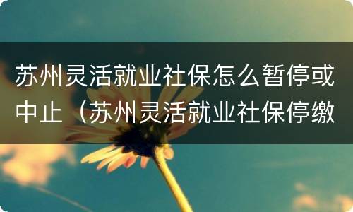 苏州灵活就业社保怎么暂停或中止（苏州灵活就业社保停缴）