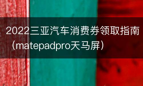 2022三亚汽车消费券领取指南（matepadpro天马屏）