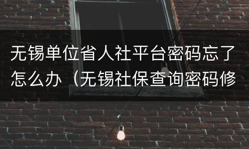 无锡单位省人社平台密码忘了怎么办（无锡社保查询密码修改）