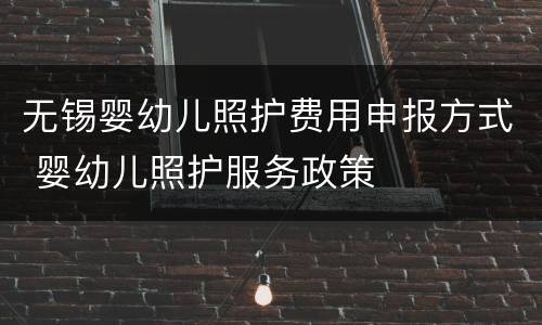 无锡婴幼儿照护费用申报方式 婴幼儿照护服务政策