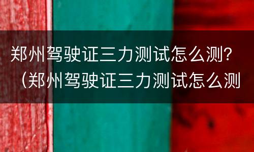 郑州驾驶证三力测试怎么测？（郑州驾驶证三力测试怎么测的）