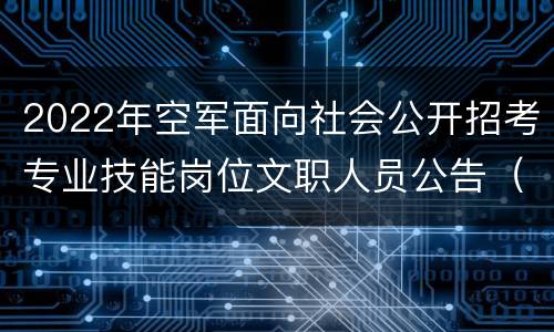 2022年空军面向社会公开招考专业技能岗位文职人员公告（原文）