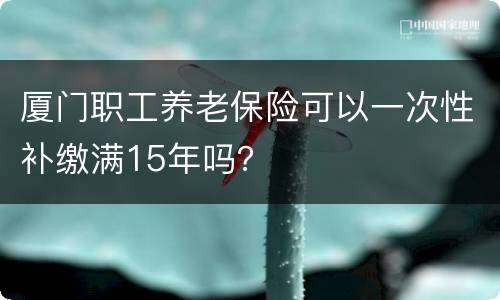 厦门职工养老保险可以一次性补缴满15年吗？
