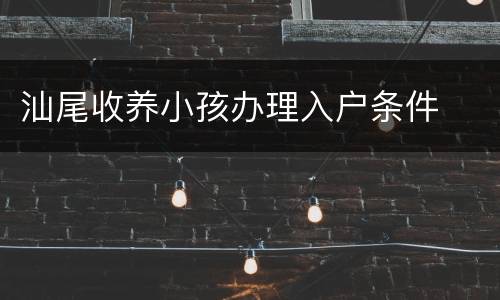 汕尾收养小孩办理入户条件