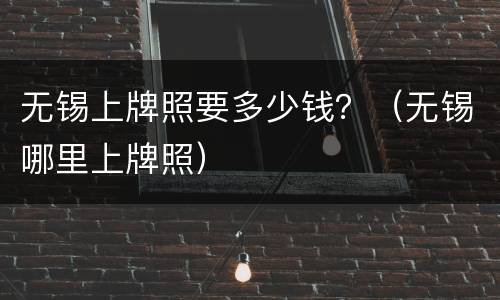 无锡上牌照要多少钱？（无锡哪里上牌照）