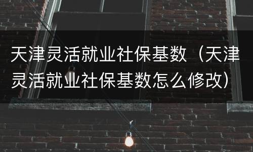 天津灵活就业社保基数（天津灵活就业社保基数怎么修改）