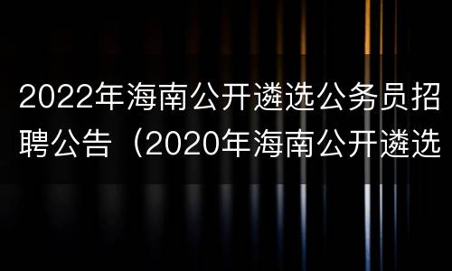 2022年海南公开遴选公务员招聘公告（2020年海南公开遴选公务员）