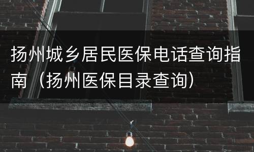 扬州城乡居民医保电话查询指南（扬州医保目录查询）