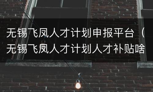 无锡飞凤人才计划申报平台（无锡飞凤人才计划人才补贴啥时候发）