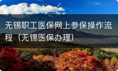 无锡职工医保网上参保操作流程（无锡医保办理）